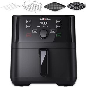 instant 5.7-qt air fryer oven with accessories, from the makers of instant pot, customizable smart cooking programs, digital touchscreen, dishwasher-safe basket, app with over 100 recipes