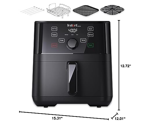 Instant 5.7-QT Air Fryer Oven with Accessories, From the Makers of Instant Pot, Customizable Smart Cooking Programs, Digital Touchscreen, Dishwasher-Safe Basket, App with over 100 Recipes