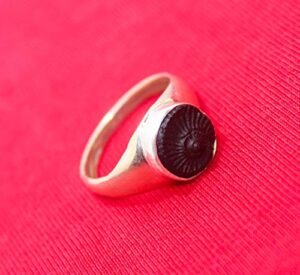 gangtarang shaligram silver ring | nepal gandaki river chakra saligram (shaligram ring; size-16)
