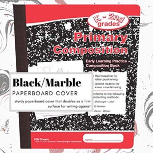 1InTheOffice Primary Composition Notebook k-2, Composition Notebook for Kids, Wide Ruled Composition Notebook, Kids Notebooks for School, 100/Sheets, Red/Marble, 7.5" x 9.75", 4/Pack