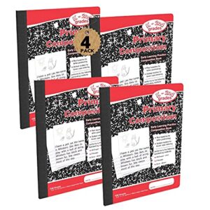 1InTheOffice Primary Composition Notebook k-2, Composition Notebook for Kids, Wide Ruled Composition Notebook, Kids Notebooks for School, 100/Sheets, Red/Marble, 7.5" x 9.75", 4/Pack