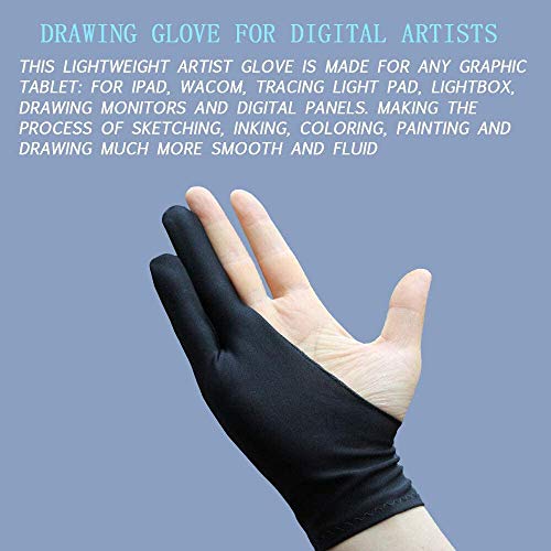 6 Pieces Artist Glove for Drawing Tablet, Gzingen Two-Finger Tablet Drawing Gloves, Digital Artist Gloves for Graphics Pen Drawing Tablet Monitor Light Box Tracing Board- S M L (Purple/Red)