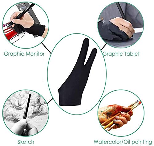 6 Pieces Artist Glove for Drawing Tablet, Gzingen Two-Finger Tablet Drawing Gloves, Digital Artist Gloves for Graphics Pen Drawing Tablet Monitor Light Box Tracing Board- S M L (Purple/Red)