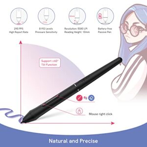 VEIKK VK1060PRO 10 x 6 Inch Large Drawing Tablet with 2 Scroll Wheels, 6 Express Keys,P05 Battery-Free Stylus of 8192 Levels Pressure, Graphics Tablet for Android Win Mac Chrome OS