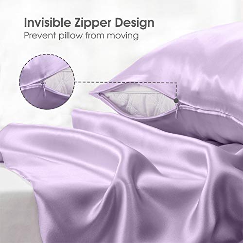 Cognatio 22 Momme 100% Pure Silk Pillowcase for Hair and Skin, Both Sides Grade 6A Mulberry Silk Pillow Case with Hidden Zipper, 1 Pack (Lavender, King 20x36 inches)