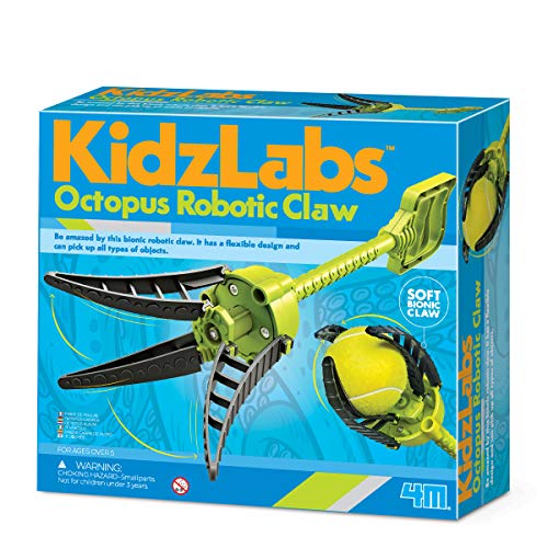 4M Octopus Robotic Claw from KidzLabs, Build Your Own Robotic Claw, Flexible Soft Design Can Pick Up Almost Any Object, Ages 5+