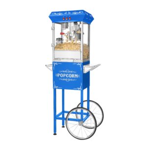 great northern popcorn 738560nwj foundation popcorn machine with cart, 8oz, blue