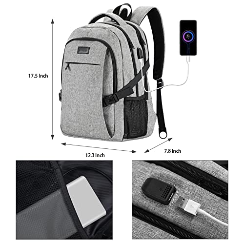 ANKUER Backpacks for Men Women, Backpack Fits Up 15.6 in Laptop Backpack for Travel, Backpacks with USB Charging Port, Work Business Backpack for Women (Grey)