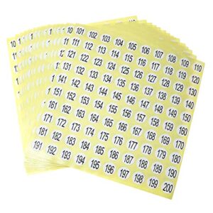 rlecs 30pcs digital number sticker size label self adhesive label sticker round shaped 101-200 number labels for storage management, home and office organization