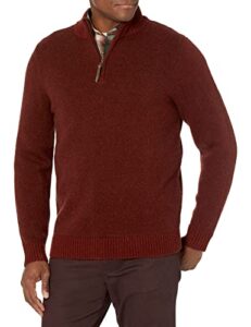 pendleton men's shetland quarter-zip sweater, oxblood/hickory heather, xxl