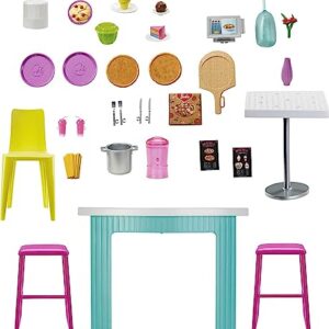 Barbie Doll & Playset, Cook 'n Grill Restaurant with Pizza Oven & 30+ Pieces Including Furniture & Kitchen Accessories