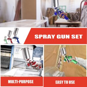 ETOSHA Professional HVLP Gravity Feed Air Spray Gun Kit with 1.0mm 1.4mm 1.8mm Nozzles Needle Cap Automotive Air Paint Sprayer Gun Set with 600cc Cup for Auto Paint, Primer, Clear/Top Coat & Touch-Up