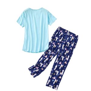 HOWINCO Pajamas for Women Cute Print Tops with Capri Pants Two Piece PJ Sets Plus Size Soft Sleepwear