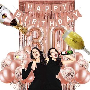 30th Birthday Decorations for Women, Rose Gold 30 Birthday Party Decoration for Her, 30th Happy Birthday Banner Kits Rosegold Balloons Decoration for Girls Women 30th Birthday Party Supplies