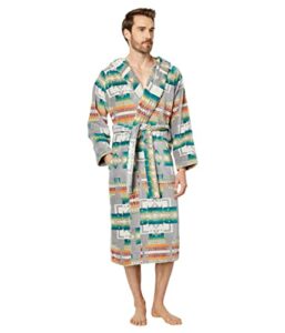 pendleton men's cotton terry velour robe, chief joseph-grey, s/m