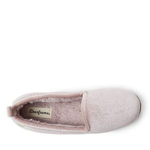 Dearfoams Women's Rachel Shiny Velour Closed Back Slipper, Pale Mauve, Large