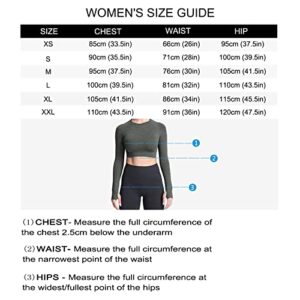 Aoxjox Long Sleeve Crop Tops for Women Vital 1.0 Workout Seamless Crop T Shirt Top (Vital Sky Blue Marl, Medium)