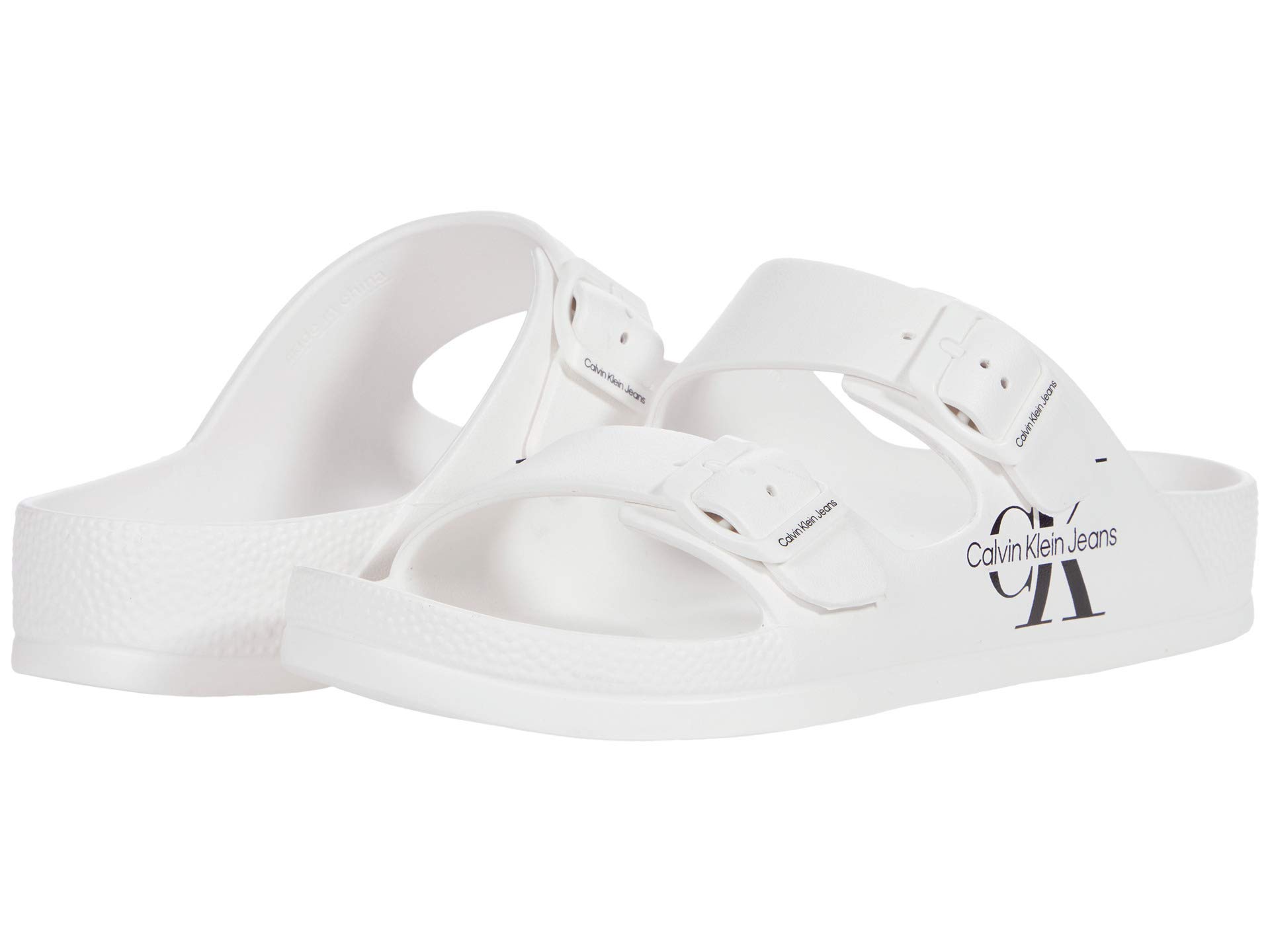 Calvin Klein Men's Zion Slide Sandal, White 164, 12