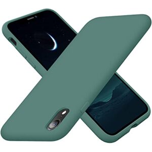 cordking for iphone xr case, silicone ultra slim shockproof phone case with [soft anti-scratch microfiber lining], 6.1 inch, midnight green