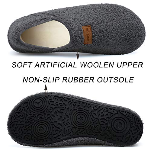 Scurtain Unisex Mens Womens Slippers Lightweight House Slippers Sock Shoes with Non-slip rubber sole Mens Womens Walking Shoes Dark Grey 10-10.5