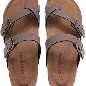 guoluofei Women's Cork Footbed Slide Sandals With Arch Support,Comfortable Summer Beach Sandals For Women Girls Ladies