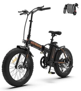 aostirmotor folding electric bike 20" x 4.0 fat tire electric bike with 500w motor 36v 13ah removable lithium battery,ebike for adults (black)