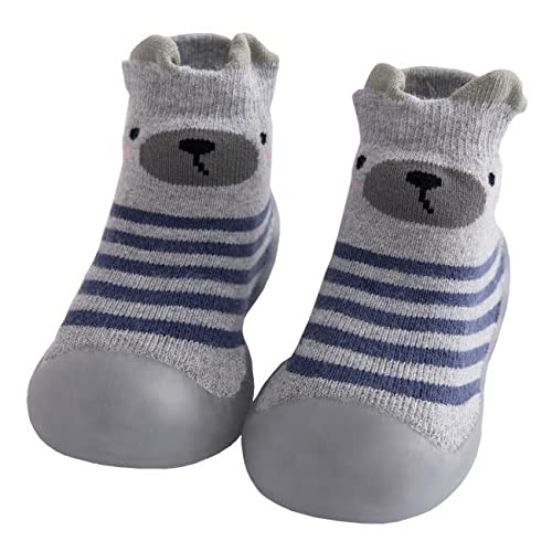 Babycare Toddler sock shoes baby boys girls Slippers shoes Baby Infant First Walking Shoes Rubber Sole Non-Skid Floor Slippers(Grey, LARGE, numeric_6_point_5)