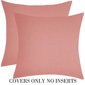 FEVERQIYI Coral Pink Outdoor Pillow Covers 18x18 Inch Pack of 2 Decorative Waterproof Outdoor Pillows Square Throw Cushion Case for Patio, Porch and Balcony 45x45cm