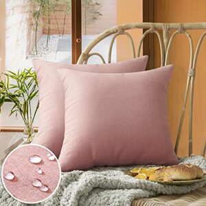 FEVERQIYI Coral Pink Outdoor Pillow Covers 18x18 Inch Pack of 2 Decorative Waterproof Outdoor Pillows Square Throw Cushion Case for Patio, Porch and Balcony 45x45cm