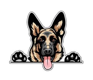 wickedgoodz german shepherd decal - smiling dog breed bumper sticker - for laptops tumblers windows cars trucks walls - full color