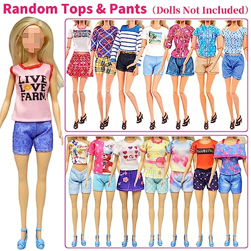 Ecore Fun 39 Pcs Doll Clothes and Accessories 3 Fashion Dresses 10 Slip Dresses 3 Tops 3 Pants 10 Necklaces 10 Shoes Fashion Casual Outfits Perfect for 11.5 inch Dolls