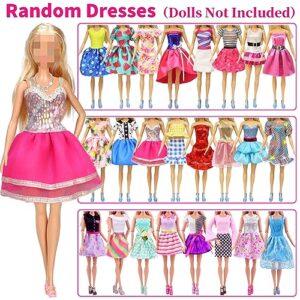 Ecore Fun 39 Pcs Doll Clothes and Accessories 3 Fashion Dresses 10 Slip Dresses 3 Tops 3 Pants 10 Necklaces 10 Shoes Fashion Casual Outfits Perfect for 11.5 inch Dolls