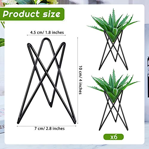 6 Pieces Air Plant Holder Black Metal Tabletop Air Plant Stand Rack Air Fern Display Stand for Home, Office and Wedding Decoration