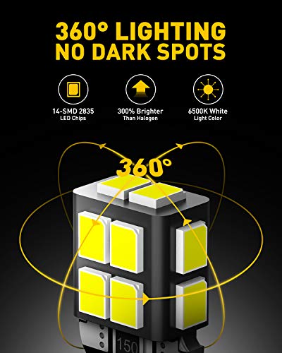 AUXITO 194 LED Bulb 6000K White 168 2825 W5W T10 Wedge 14-SMD Interior Car Bulbs Replacement for Dome Map Door Courtesy Trunk Parking License Plate Lights, 10 PCS