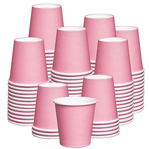 Comfy Package 3 oz. Small Paper Cups, Disposable Mini Bathroom Mouthwash Cups (Pink - 300)