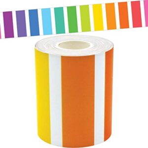 teacher created resources colorful stripes straight rolled border trim, 50 feet