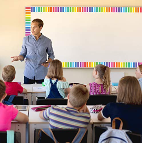 Teacher Created Resources Colorful Stripes Straight Rolled Border Trim, 50 Feet