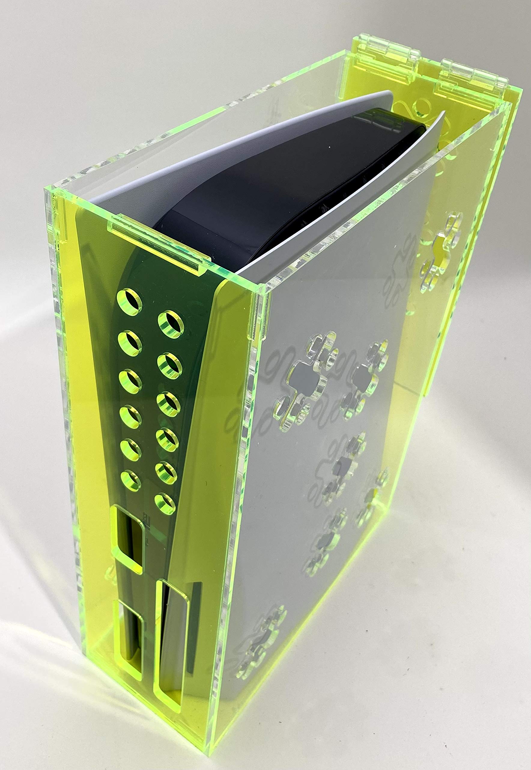 Acrylic Mega Store Playstation 5 Security/Protection Box - Fluorescent Green - Compatible with Playstation 5 Standard and Digital