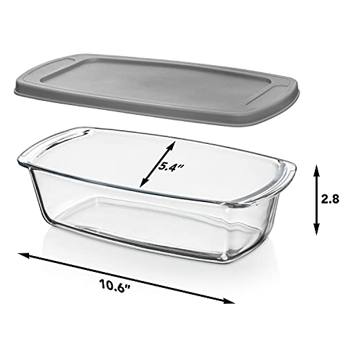 Razab LARGE 7.6 Cups/1800 ML/1.9 Qt Glass Loaf Pan with Lids - Meatloaf Pan BPA free Airtight Lids Grip Handle Easy Carry, Microwave and Oven Safe - Loaf Pans For Baking Bread, Cakes, Glass Loaf Pan