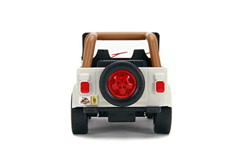 Jada Toys Jurassic World 1:32 Jeep Wrangler Die-cast Car, Toys for Kids and Adults,White/Red