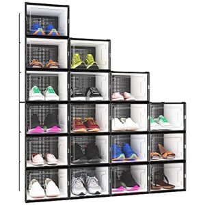 yitahome xl shoe storage box, set of 18 shoe storage organizers stackable shoe storage box rack containers drawers - x-large size