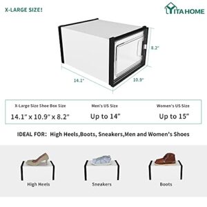 YITAHOME XL Shoe Storage Box, Set of 18 Shoe Storage Organizers Stackable Shoe Storage Box Rack Containers Drawers - X-Large Size