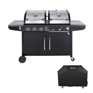 royal gourmet zh3002c 3-burner 25,500-btu dual fuel cabinet gas and charcoal grill combo with cover, outdoor barbecue, black