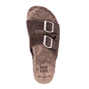 MUK LUKS Women's Terra Turf Marla Flat Sandal, Chocolate, 10