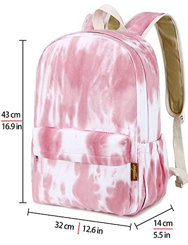 Canvas School Bag Backpack Girls or boy, Ranibow Style Unisex Fashionable Canvas Zip Backpack School College Laptop Bag for Teens Girls Students Casual Lightweight Travel Daypack Outdoor(Red)