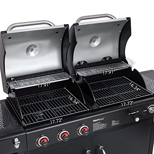 Royal Gourmet ZH3002C 3-Burner 25,500-BTU Dual Fuel Cabinet Gas and Charcoal Grill Combo with Cover, Outdoor Barbecue, Black