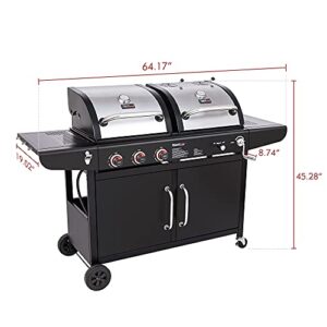 Royal Gourmet ZH3002C 3-Burner 25,500-BTU Dual Fuel Cabinet Gas and Charcoal Grill Combo with Cover, Outdoor Barbecue, Black