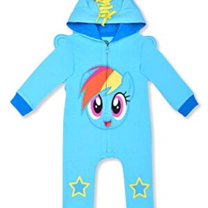 My Little Pony Girls’ Rainbow Dash Zip Up Long Sleeve Hooded Costume Romper for Newborn, Infant and Toddler – Blue