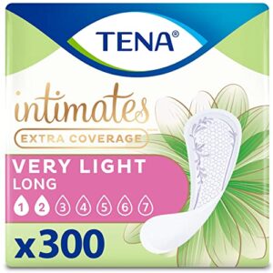 tena incontinence liners for women, very light absorbency, extra coverage, intimates - 300 count