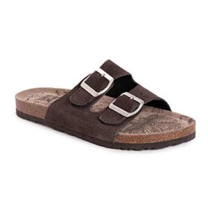 muk luks women's terra turf marla flat sandal, chocolate, 10